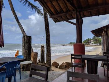 We had lunch at a <i>cachaçaria</i> (serves the distilled sugarcane spirit <i>cachaça</i>) by Baía Formosa, eastern Brazil. Photos by George Stoll