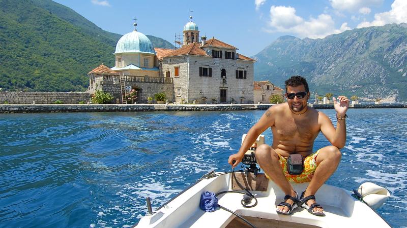 Visiting the island church by boat. Photo by Rick Steves.